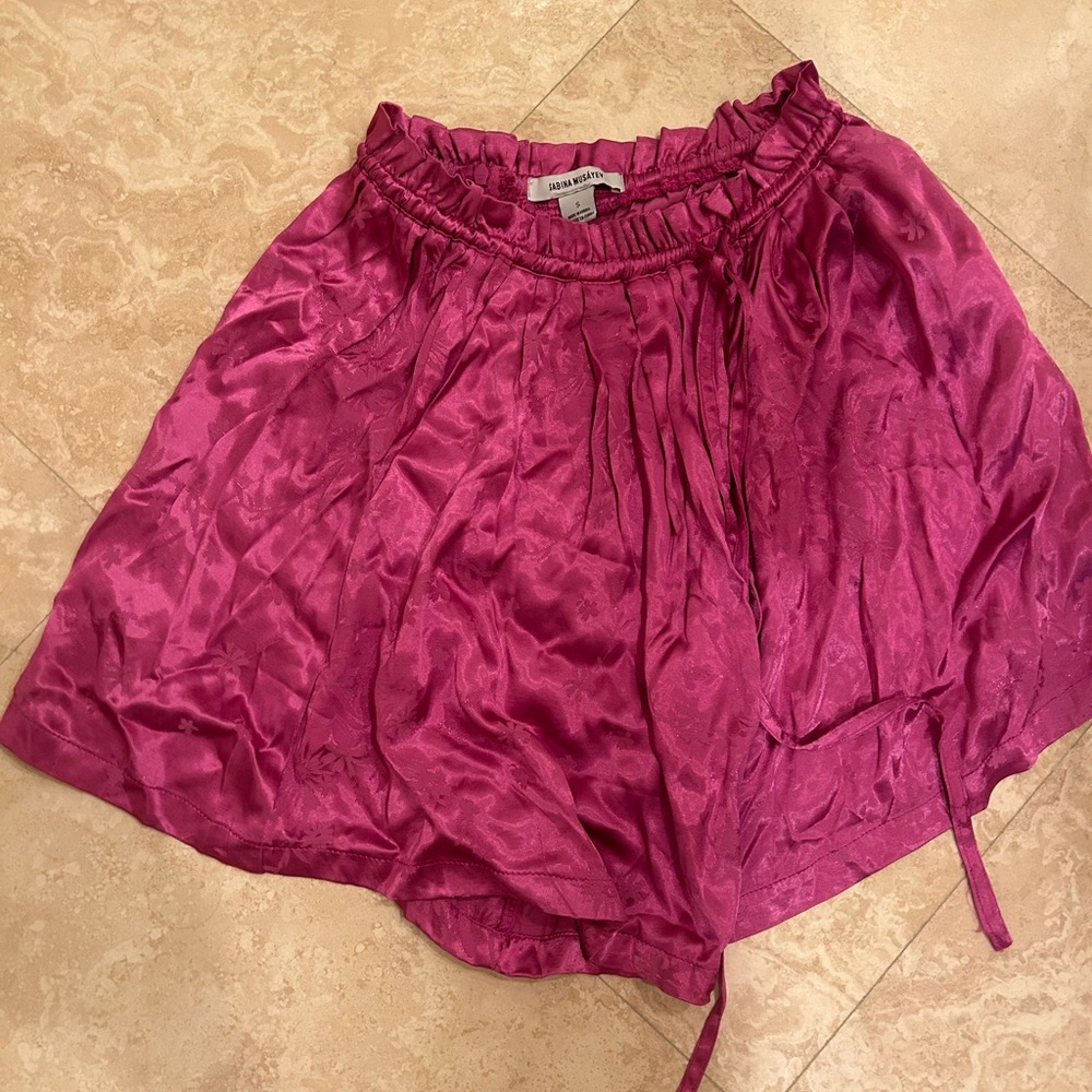 Sabina musayev pink shorts silk tie waist skipper